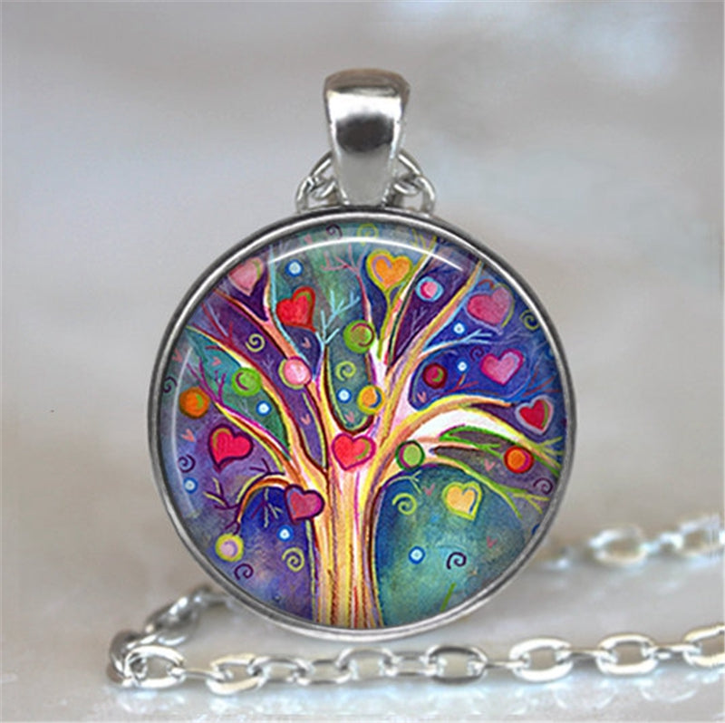 Tree Of Life Glass Cabochon Necklace