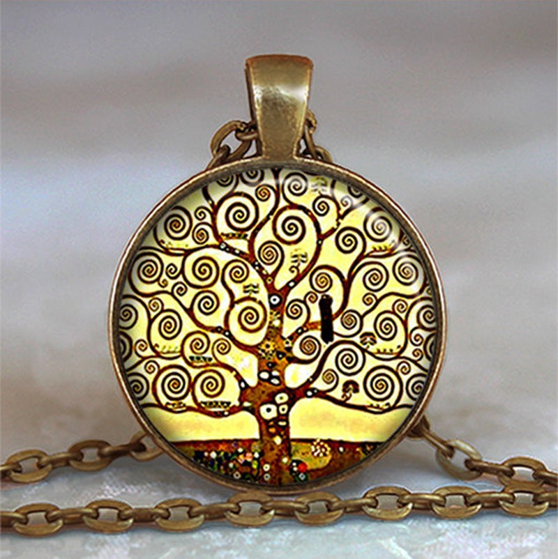 Tree Of Life Glass Cabochon Necklace