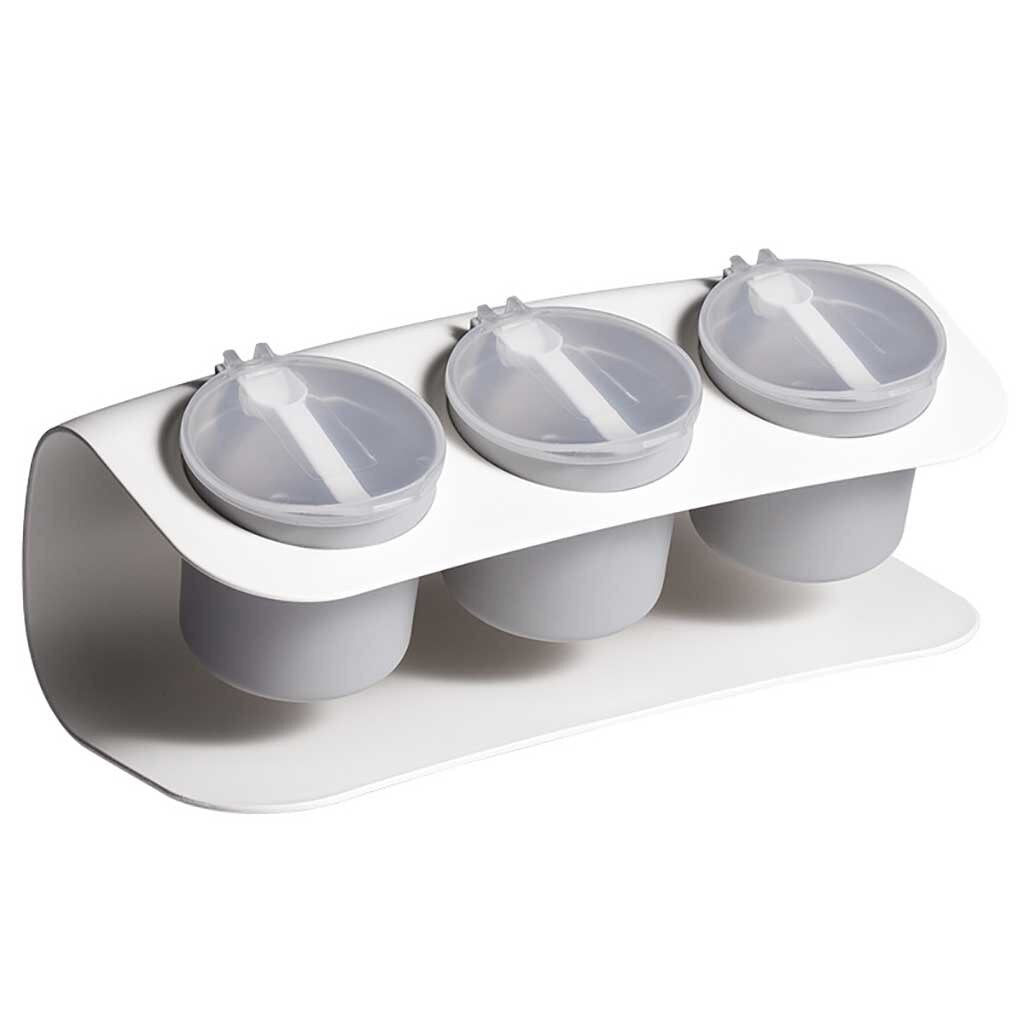 3 Jar Spices Storage Box With Spoon