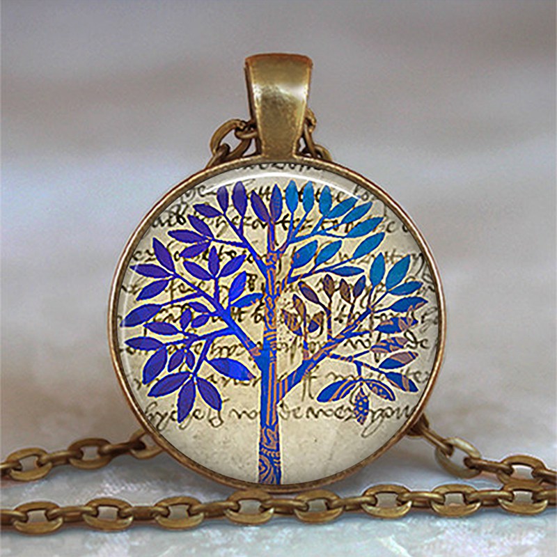 Tree Of Life Glass Cabochon Necklace