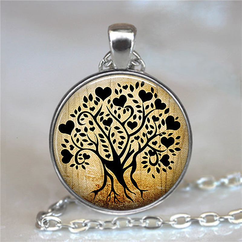 Tree Of Life Glass Cabochon Necklace