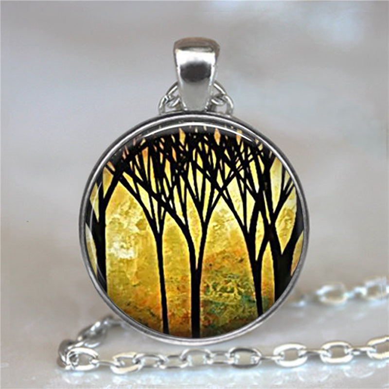 Tree Of Life Glass Cabochon Necklace