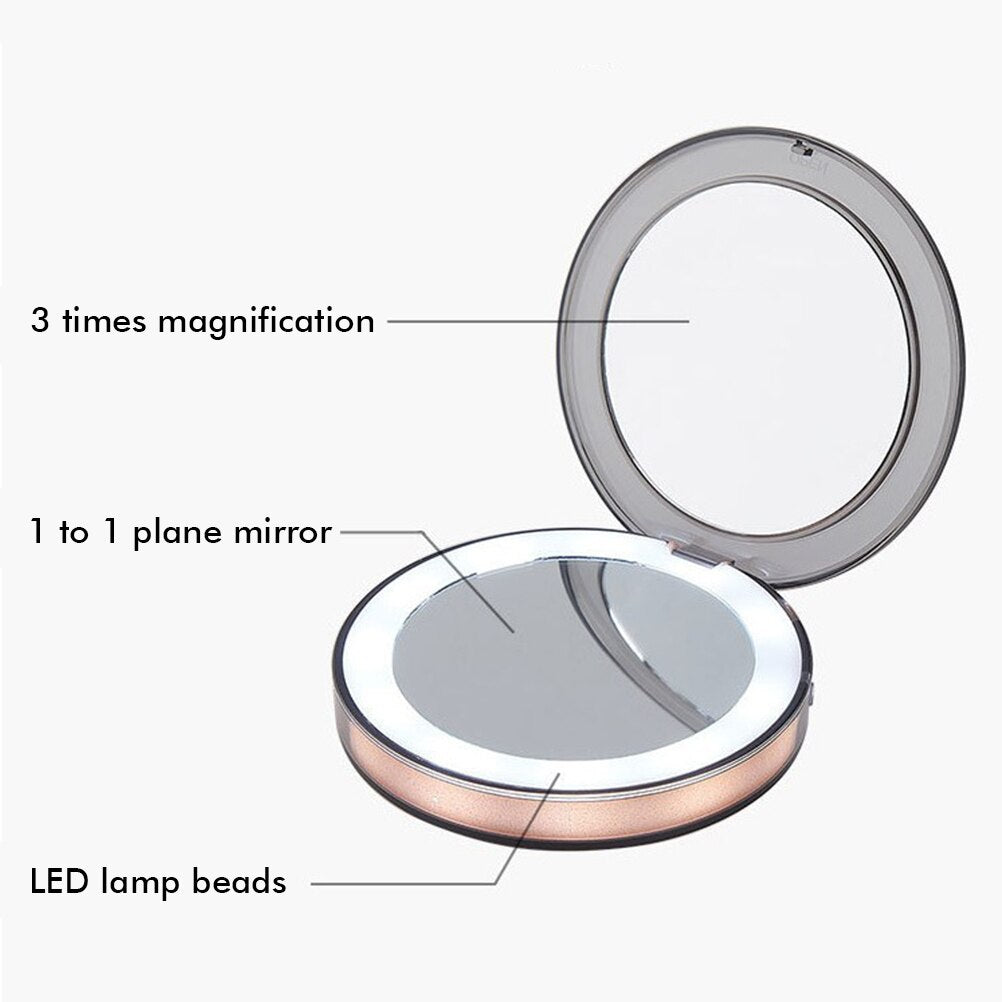 Foldable LED Travel Makeup Mirror