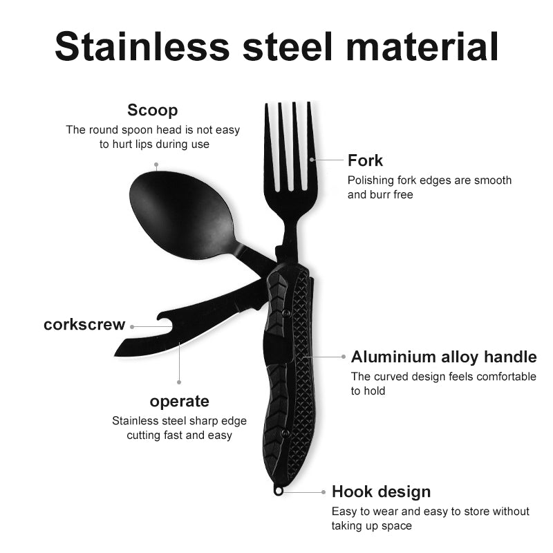 Multifunctional Outdoor stainless steel knife fork spoon combo