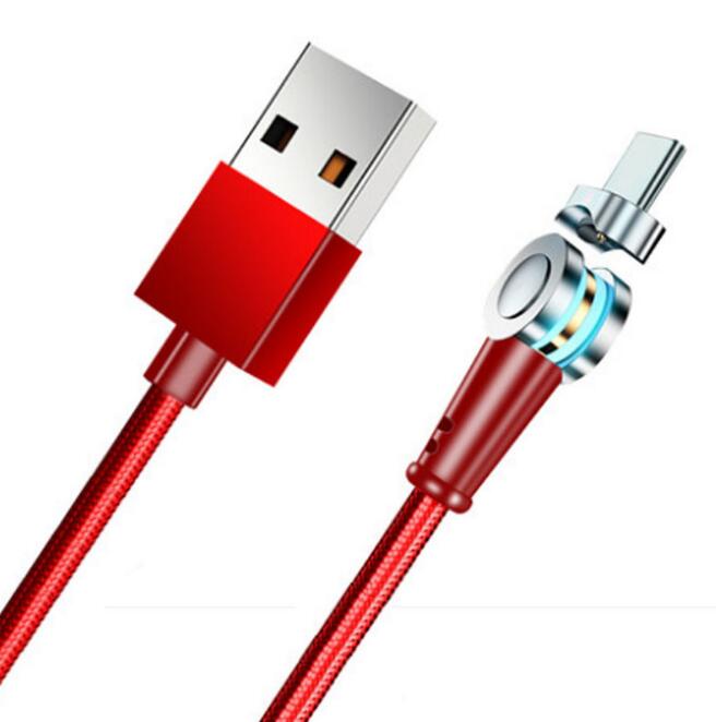 Rotating Magnetic Fast Charging 2.4 A USB Cable Type A + C + Micro For Xiaomi mi Huawei