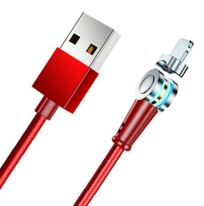 Rotating Magnetic Fast Charging 2.4 A USB Cable Type A + C + Micro For Xiaomi mi Huawei