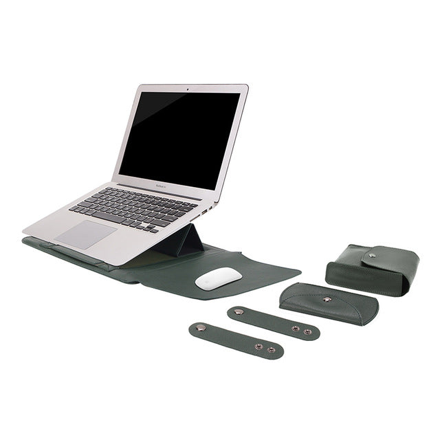 Leather Waterproof Case For Macbook Air Pro 13 15 With Support Frame