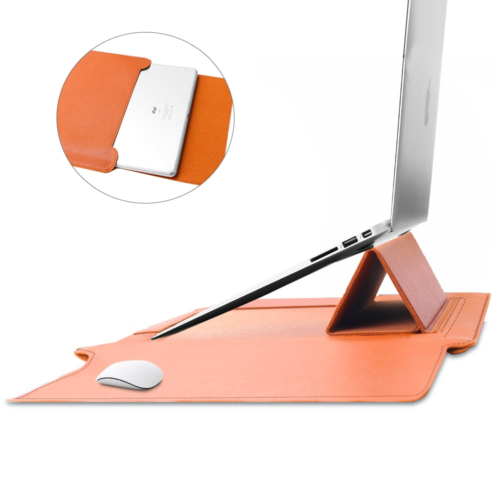 Leather Waterproof Case For Macbook Air Pro 13 15 With Support Frame