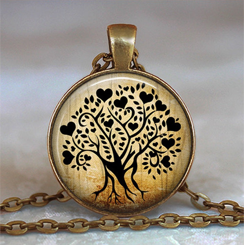 Tree Of Life Glass Cabochon Necklace