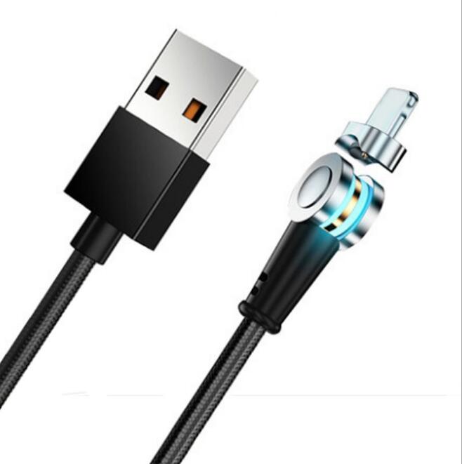 Rotating Magnetic Fast Charging 2.4 A USB Cable Type A + C + Micro For Xiaomi mi Huawei