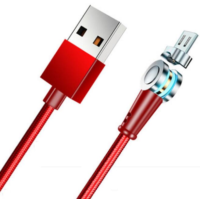 Rotating Magnetic Fast Charging 2.4 A USB Cable Type A + C + Micro For Xiaomi mi Huawei
