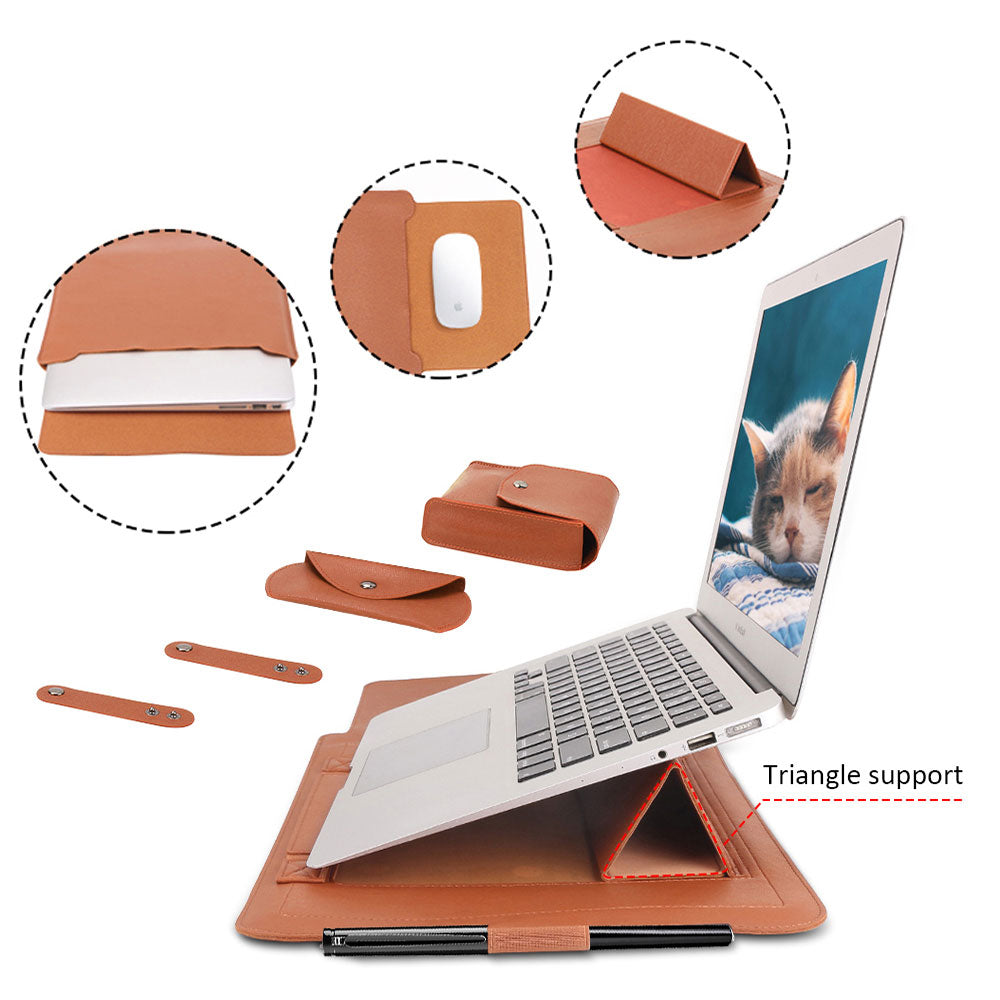 Leather Waterproof Case For Macbook Air Pro 13 15 With Support Frame