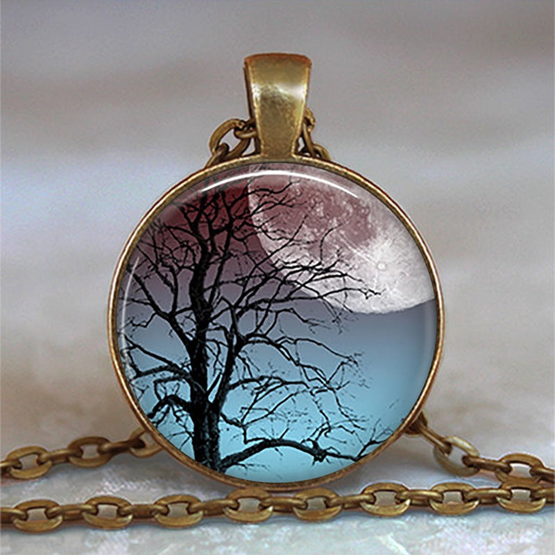 Tree Of Life Glass Cabochon Necklace