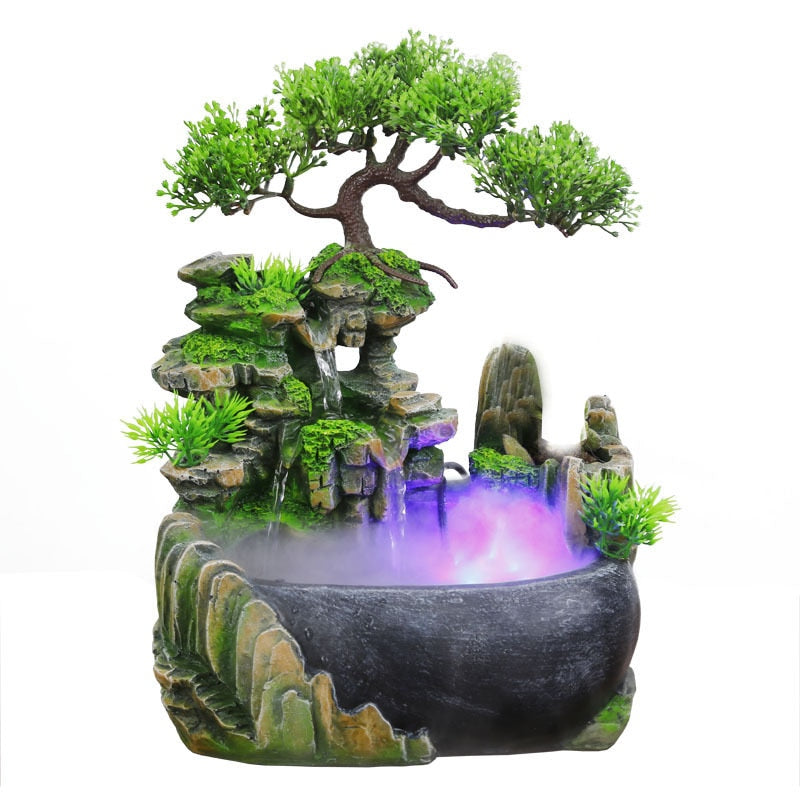 Flowing Waterfall Feng Shui Desktop Ornament with LED