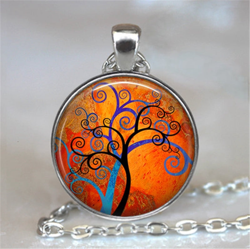 Tree Of Life Glass Cabochon Necklace