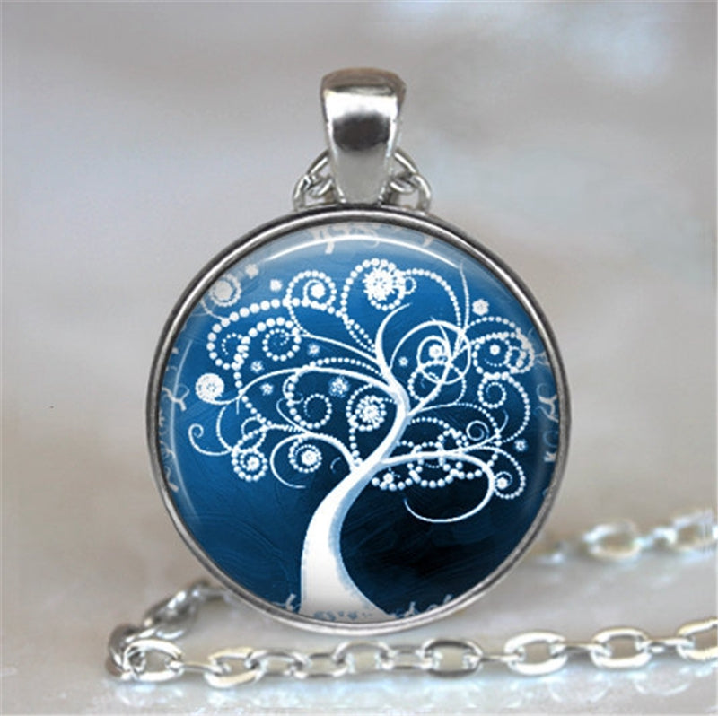 Tree Of Life Glass Cabochon Necklace
