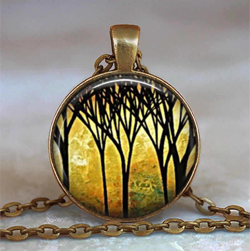 Tree Of Life Glass Cabochon Necklace