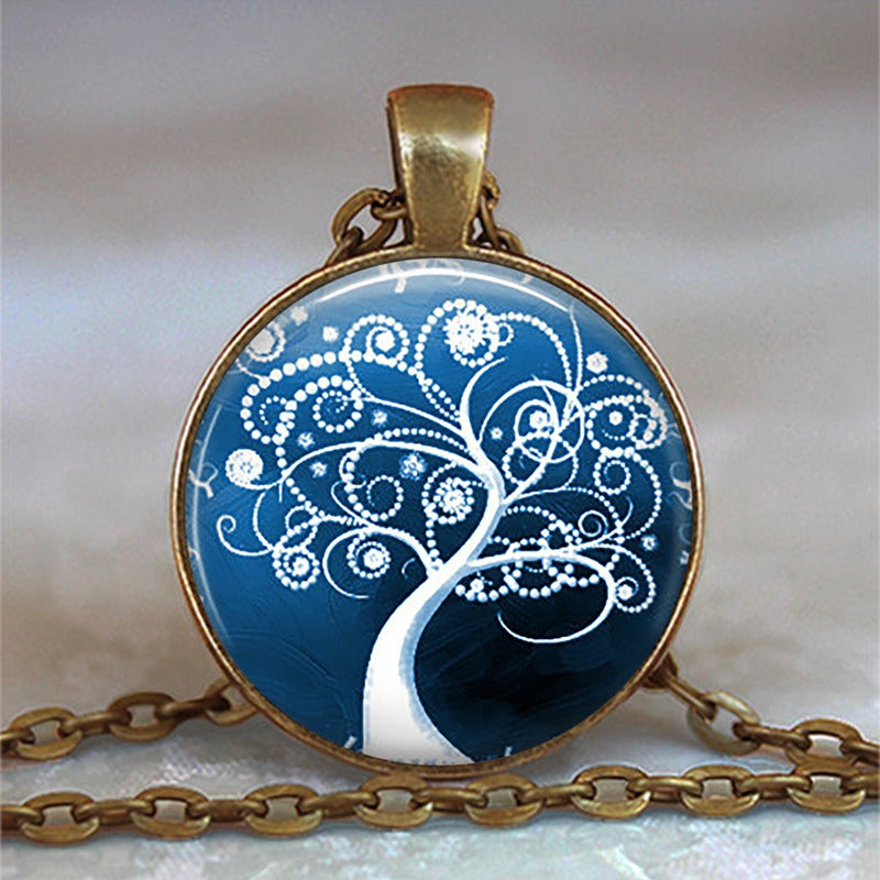Tree Of Life Glass Cabochon Necklace