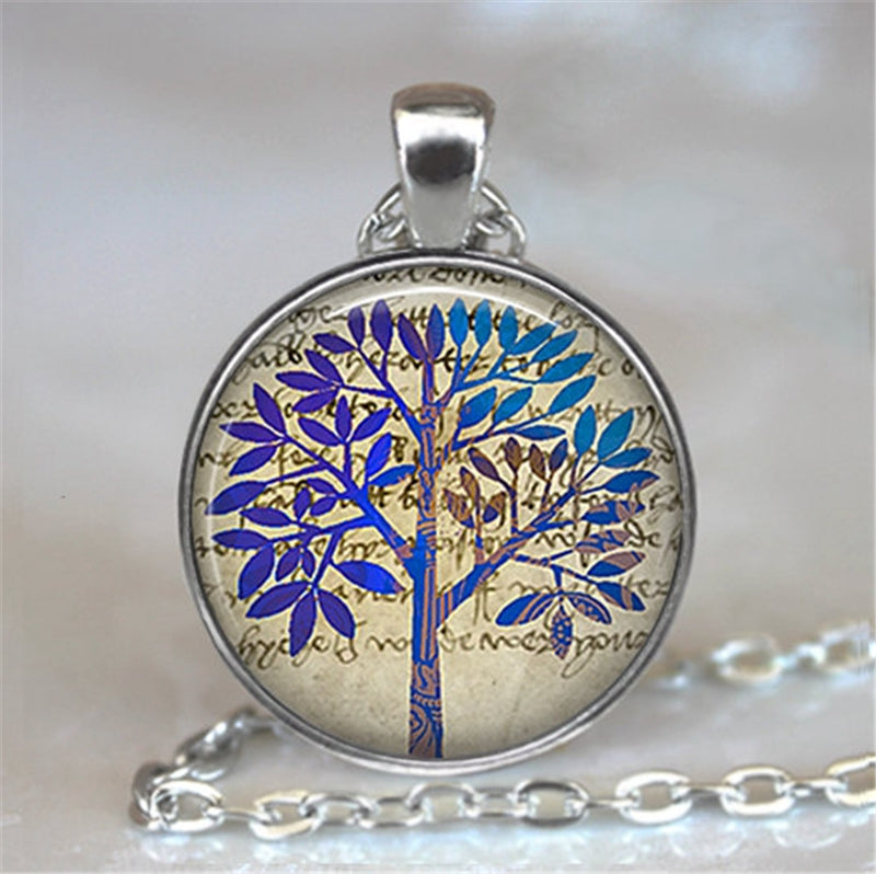 Tree Of Life Glass Cabochon Necklace