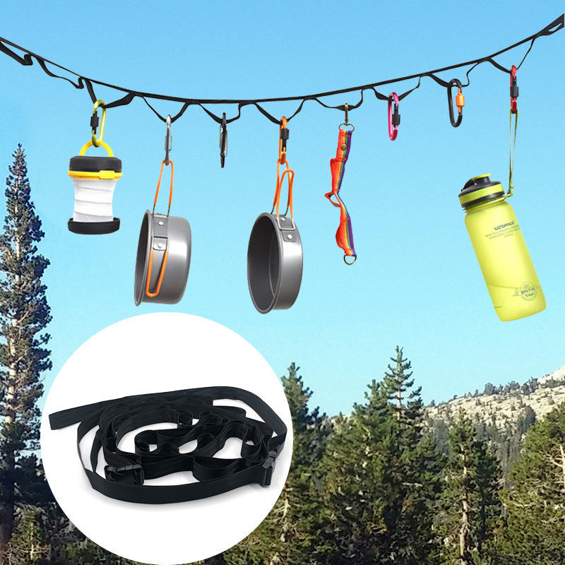 Outdoor camping adjustable strip with 19 hook hangers