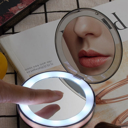 Foldable LED Travel Makeup Mirror