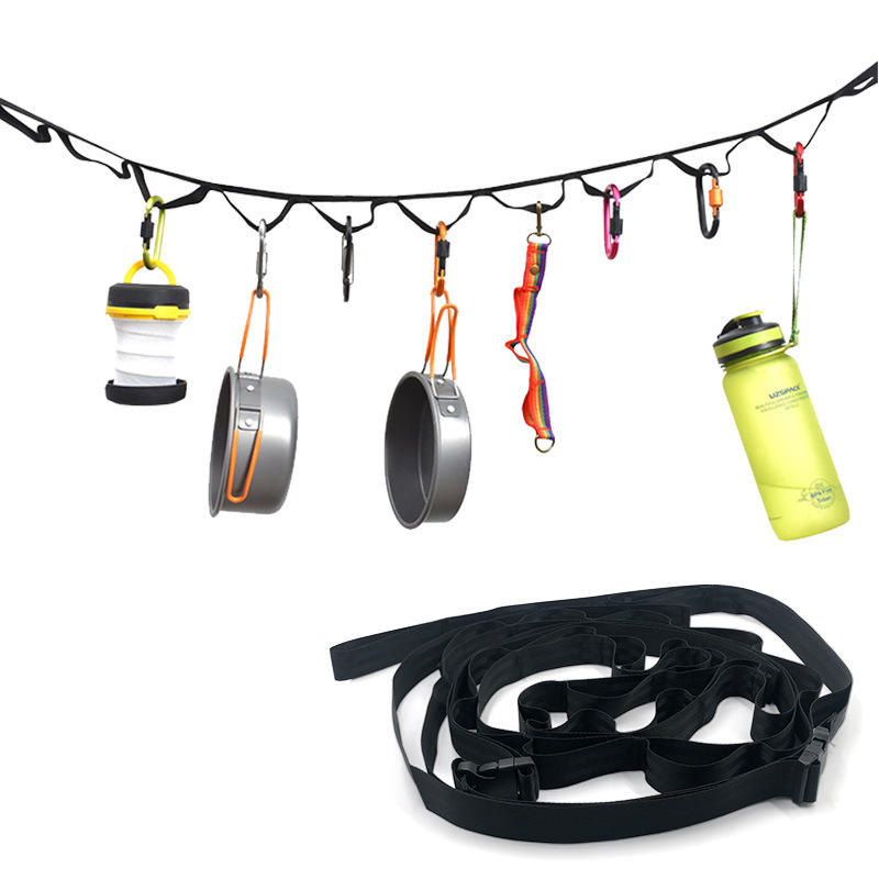 Outdoor camping adjustable strip with 19 hook hangers