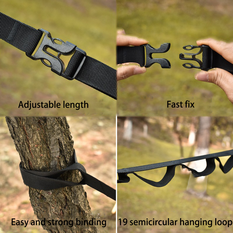 Outdoor camping adjustable strip with 19 hook hangers